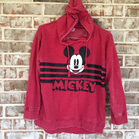 Disney Mickey Mouse Red Fleece Hoodie Sweatshirt - Picture 8 of 11